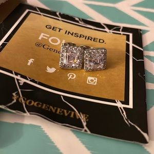 Genevive Square halo earrings